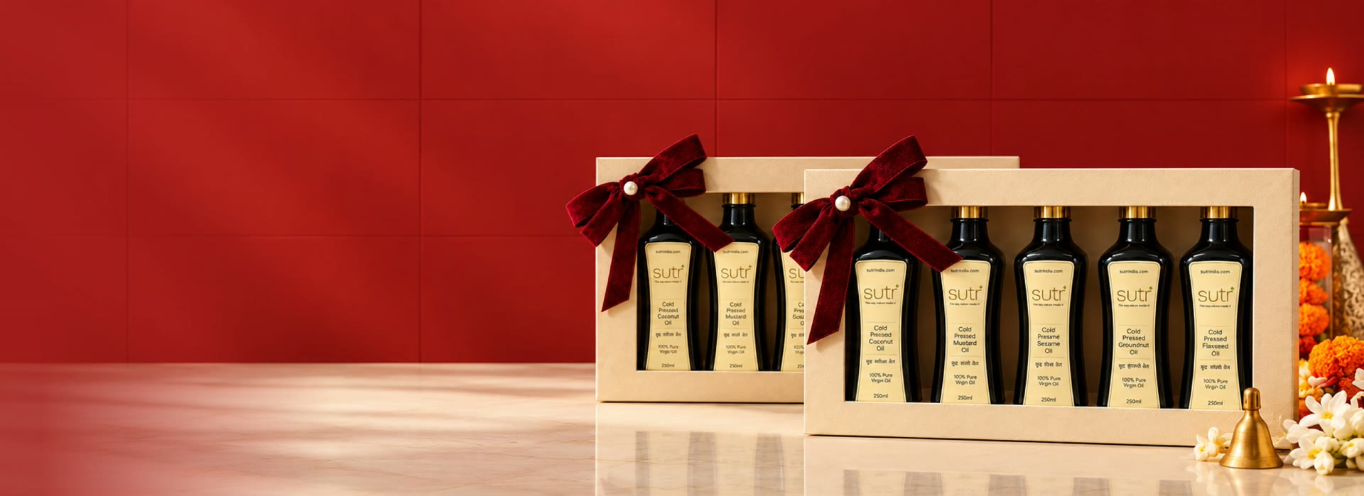 Sutr Diwali Hamper, a curated collection of 5 cold-pressed oils